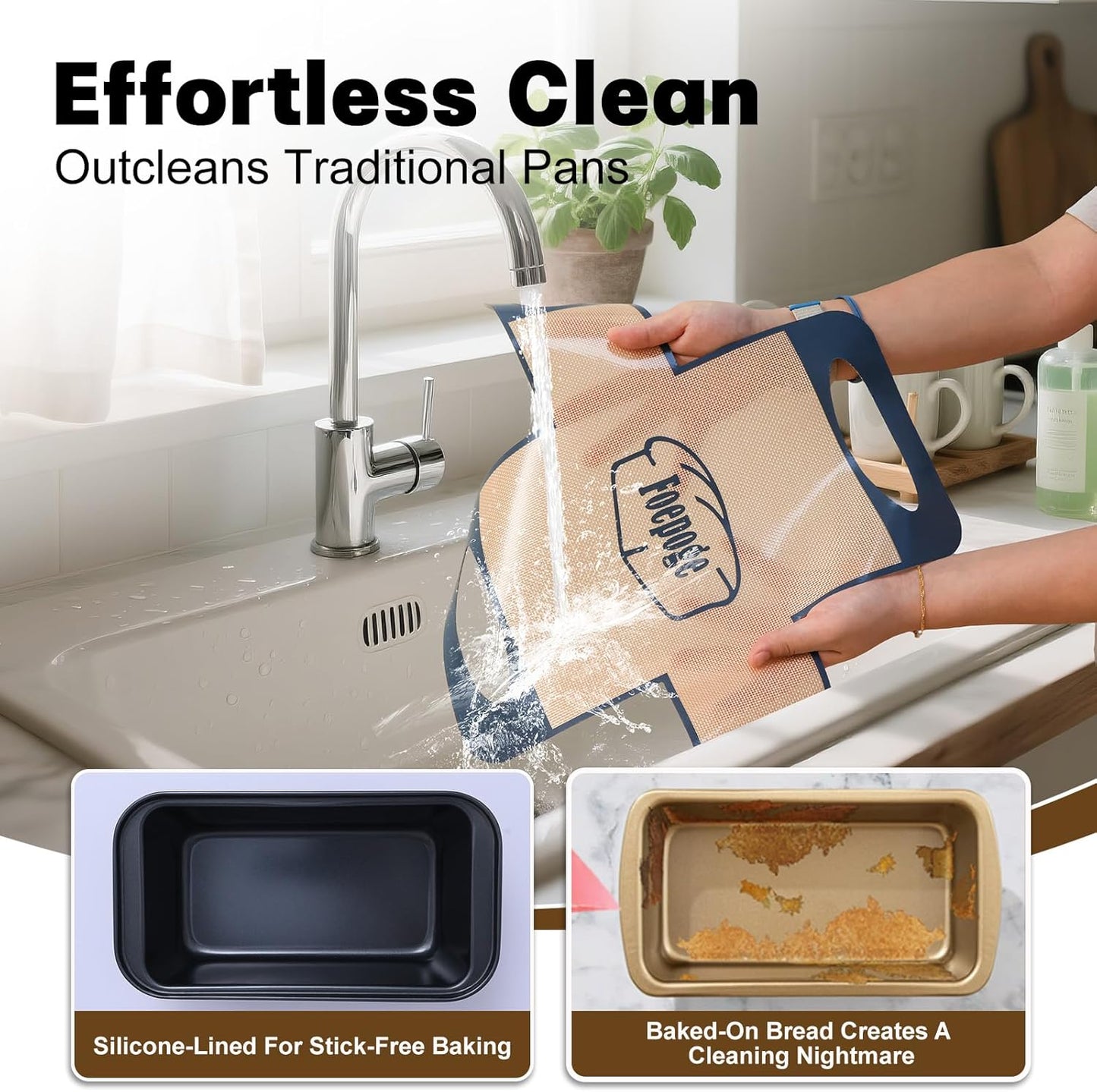 **Regine Switzerland Nonstick Loaf Pan Set - 2-Pack 9 x 5 Inch Bread Pans with Liners for Perfect Baking**