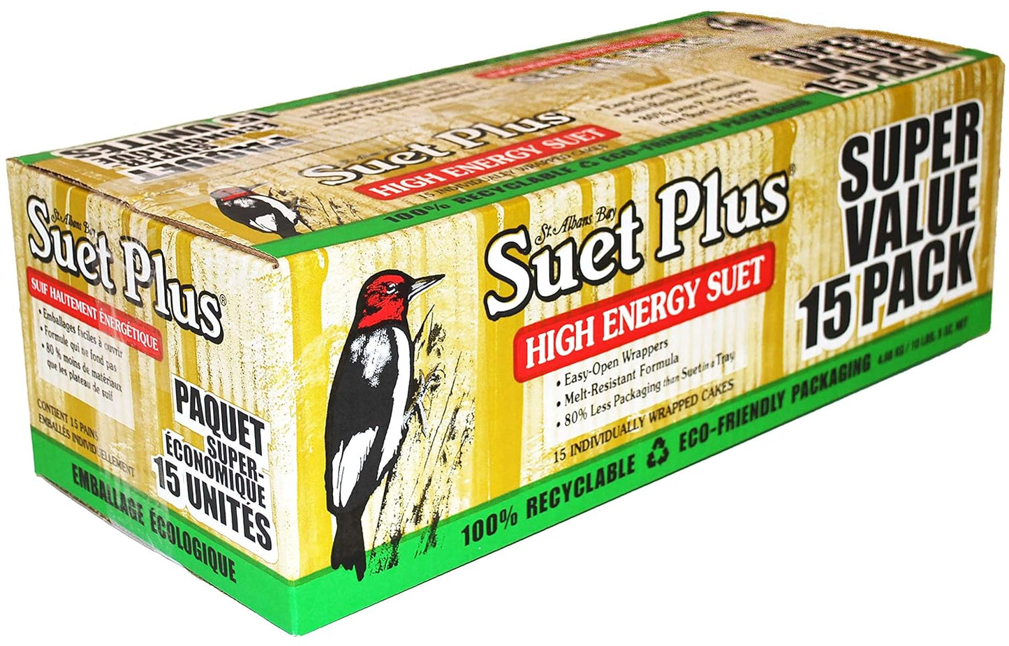 St. Albans Bay Bird Suet Variety Packs - High Energy 11 oz. Suet Cakes | 15 Pack