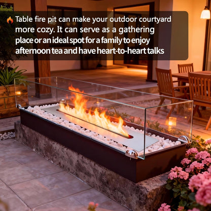 34.5 Inch Drop-in Table Top Fire Pit- A Portable Stainless Stel Fire Pit for Outdoor Use, Easy to Move and Does Not Require Connection to Pipes