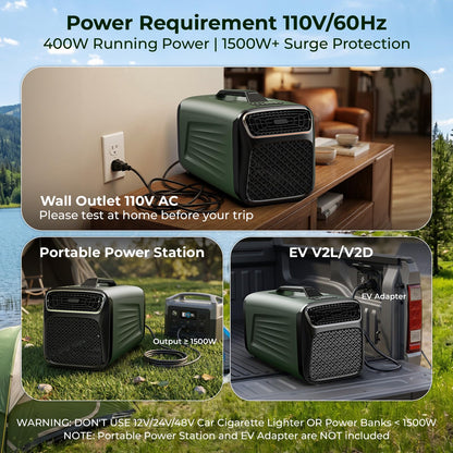 5200 BTU Portable Tent Air Conditioner for Camping, RV, Truck, Fishing. 400W Consumption Fast Cooling AC Unit for Outdoor Indoor Using, 4-in-1 Portable AC for Road Trips, Camping Adventures(Green)