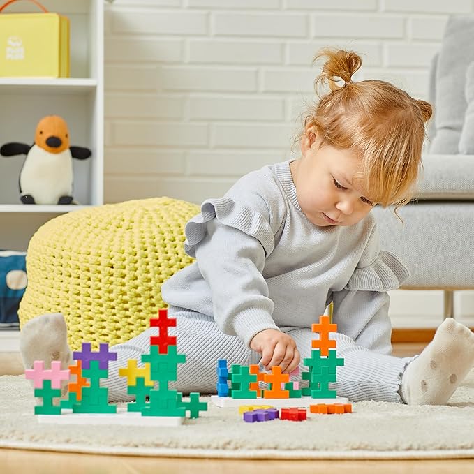 Plus Plus Big - 200 Big pc in Storage Tub - Basic Neon and Pastel Mix w/ Baseplates - Construction Building Steam Toy Interlocking Large Puzzle Blocks for Toddlers and Preschool