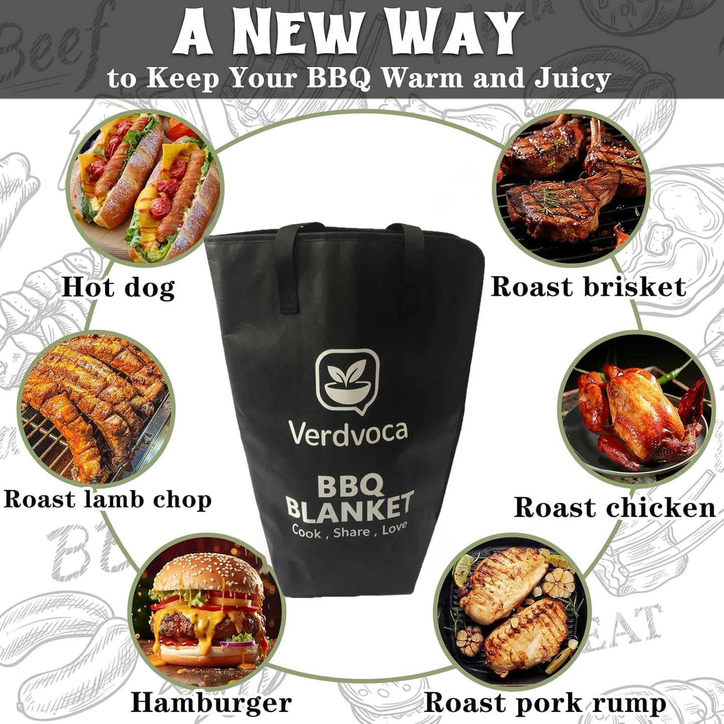 Verdvoca 2Pcs XXL Collapsible BBQ Prep Tubs w/Cutting Board and Lid, 1 Pcs 21 Inch Tyvek Black BBQ Blanket for Resting Meat
