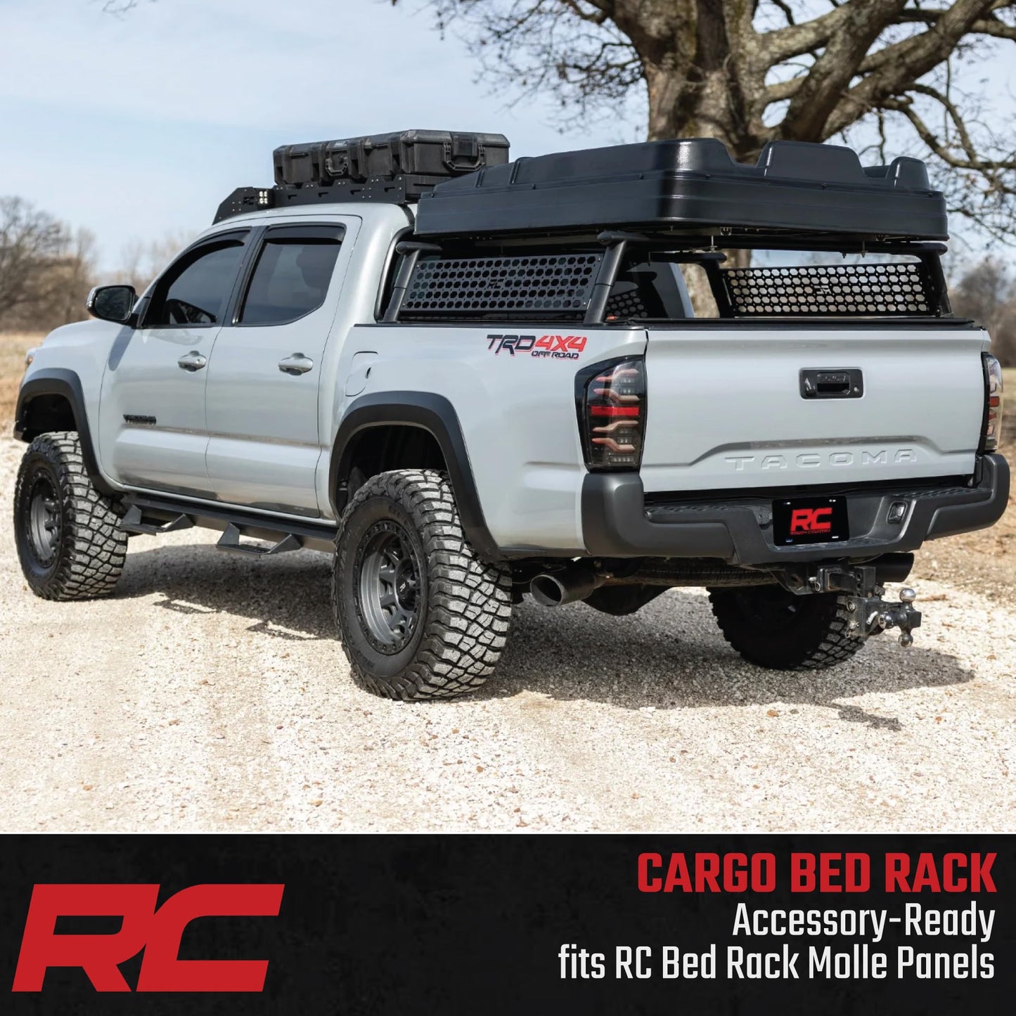 Rough Country Aluminum Bed Rack for 2005-2022 Toyota Tacoma - 73109,Black