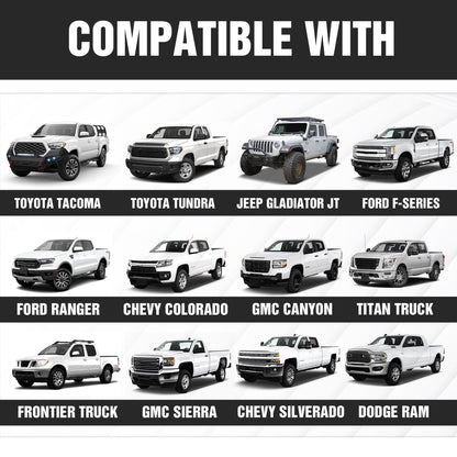 OBNAUX Universal Truck Ladder Racks, Extendable 46"-71" Overland Rear Bed Racks, 900 LBS Non-Drilling, Truck Cargo Carrier Fits Most Pickup Trucks, Back Cross Bars for Kayak, Surfboard, Lumber, Ladder