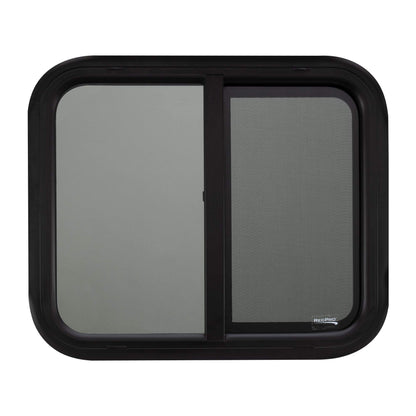 RecPro RV Window Replacement, Teardrop Style, Horizontal Sliding, 24inW x 20inH, Black, Model RP-WIN, Made in USA