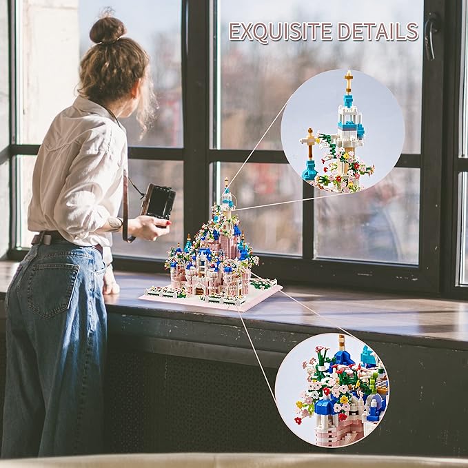 Architecture Castle with Flower Series Micro Blocks Building Sets for Adults and Teens 4000+ PCS Bricks Building Blocks - Upgrade Version