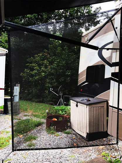Shadeidea RV Awning Sun Shade Screen for Side Panel - 9' 6'' X 7' 6'' -Black Mesh Sunshade Motorhome Camping Trailer UV Sunblocker Canopy Sunscreen - 3 Year Warranty
