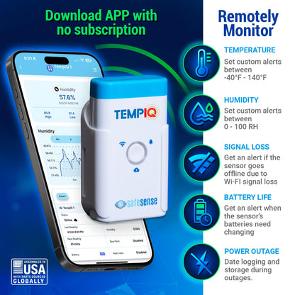 TEMPIQ Remote WiFi 2-Pack Temperature & Humidity Sensor - App Integration, Alerts, Helps Monitor 2nd Home, AirBnb, RV, Pets,Freezer and Server Room, Indoor & Outdoor Hygrometer & Thermometer