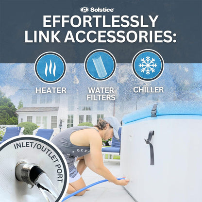 SOLSTICE 1-2 Person Cold Tub, Inflatable Plunge Bath w/Insulated Lid, 100-Gallon Capacity - Includes Pump, Spacious 30-Inch Deep Interior, Durable Drop-Stitch Construction