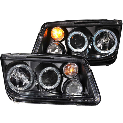 AnzoUSA 121369 Black/Clear Halogen Projector Headlight for Volkswagen Jetta