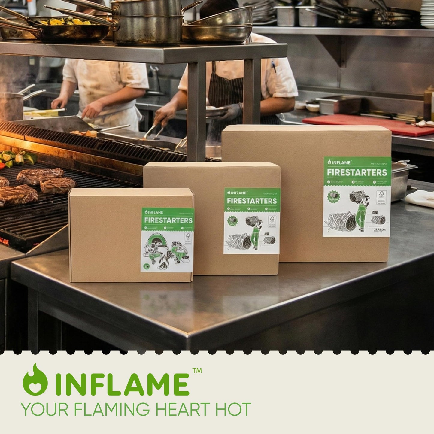 Inflame Fire Starters 800 pcs - Fire Starters for Campfires, Charcoal, Grill, BBQ, Fireplace, Chimney, Woodstove - Waterproof, Weather-Resistant - Natural Wood Starters