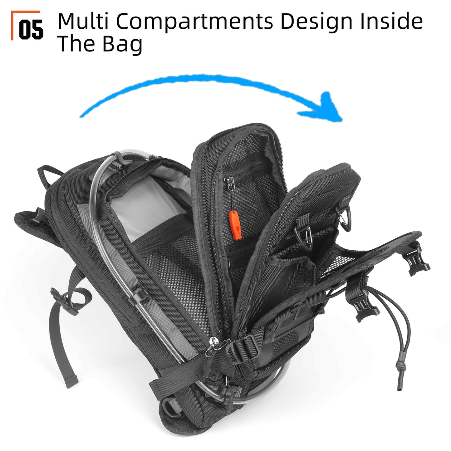 Rhinowalk Motorcycle Tank Bag Travel Luggage Motorcycle Backpack with 1.5L Water Bladder MOLLE System Fits Honda Yamaha Suzuki Kawasaki Harley-Black