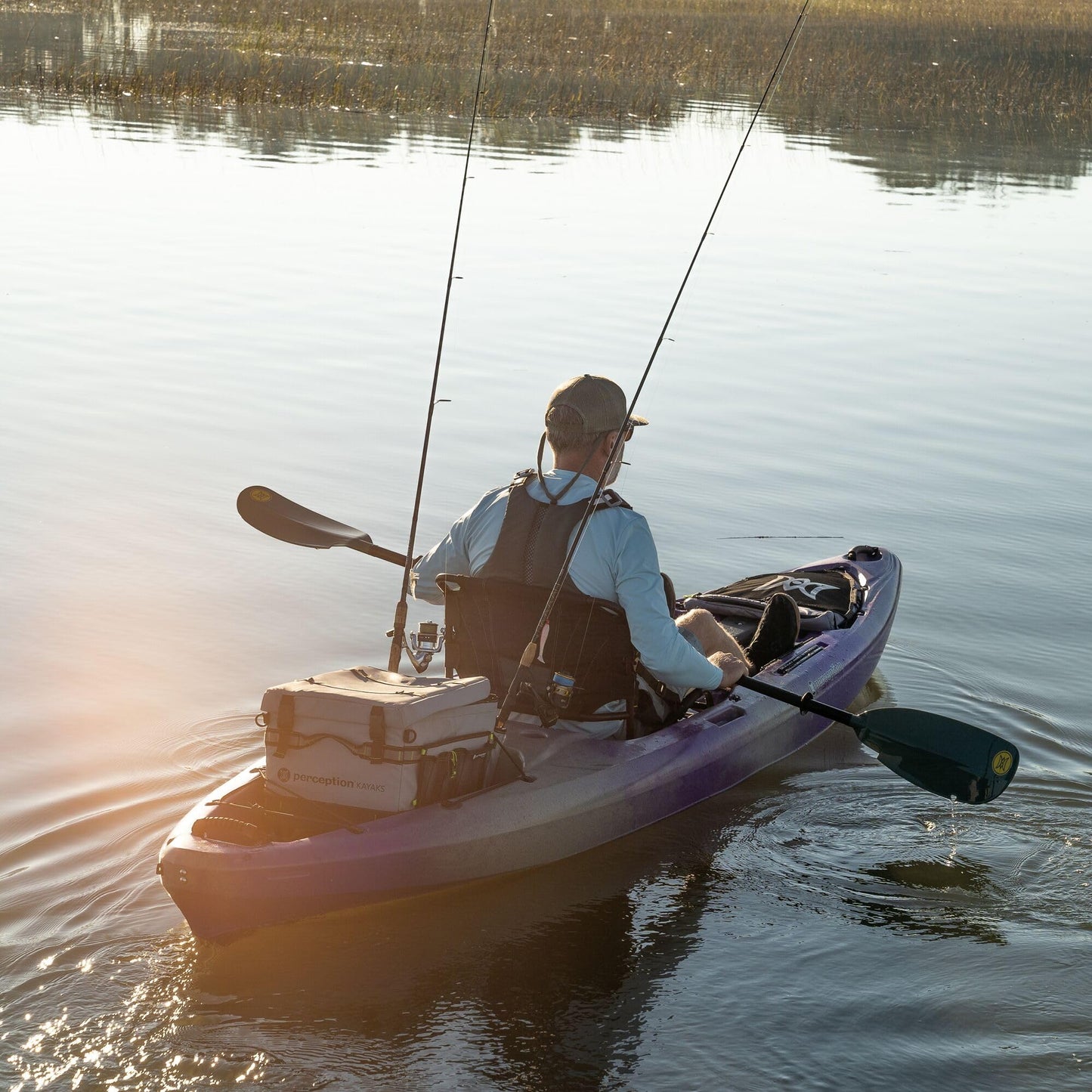 Perception - Pescador Pro 10 - Sit on Top Fishing Kayak with Adjustable Lawn Chair Seat - Large Front and Rear Storage - 10.6 ft - Purple Camo