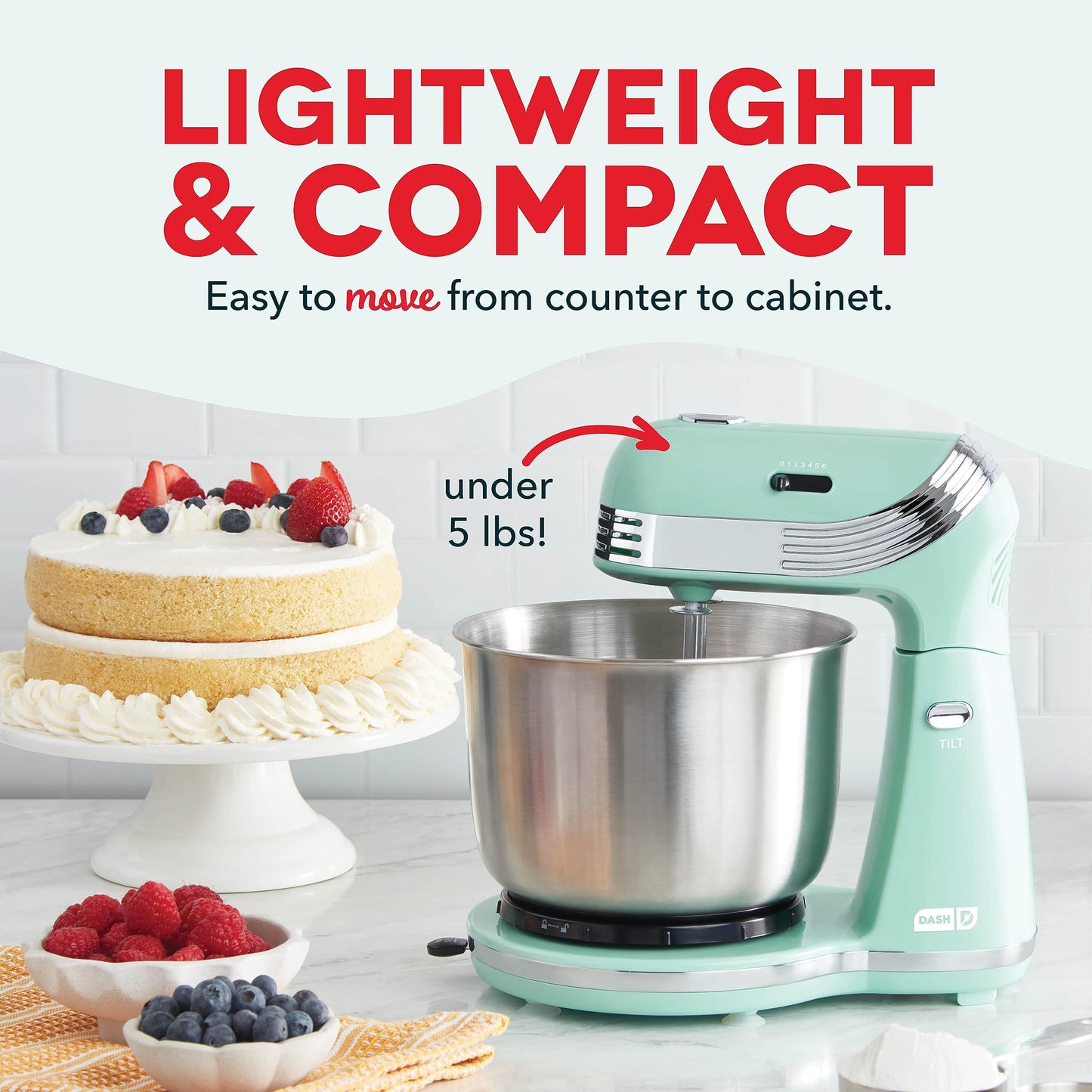 Dash Stand Mixer (Electric Mixer for Everyday Use): 6 Speed Stand Mixer with 3 Quart Stainless Steel Mixing Bowl, Dough Hooks & Mixer Beaters for Dressings, Frosting, Meringues & More - Pink