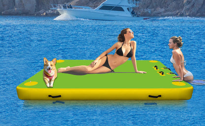 Wauffua Inflatable Floating Dock for Lakes, Thick and Extra Wide Lake Floats for Adults, Non-Slip Air Dock Platform with Portable Carrying Bag, Floating Platform Island for Pool Beach Ocean