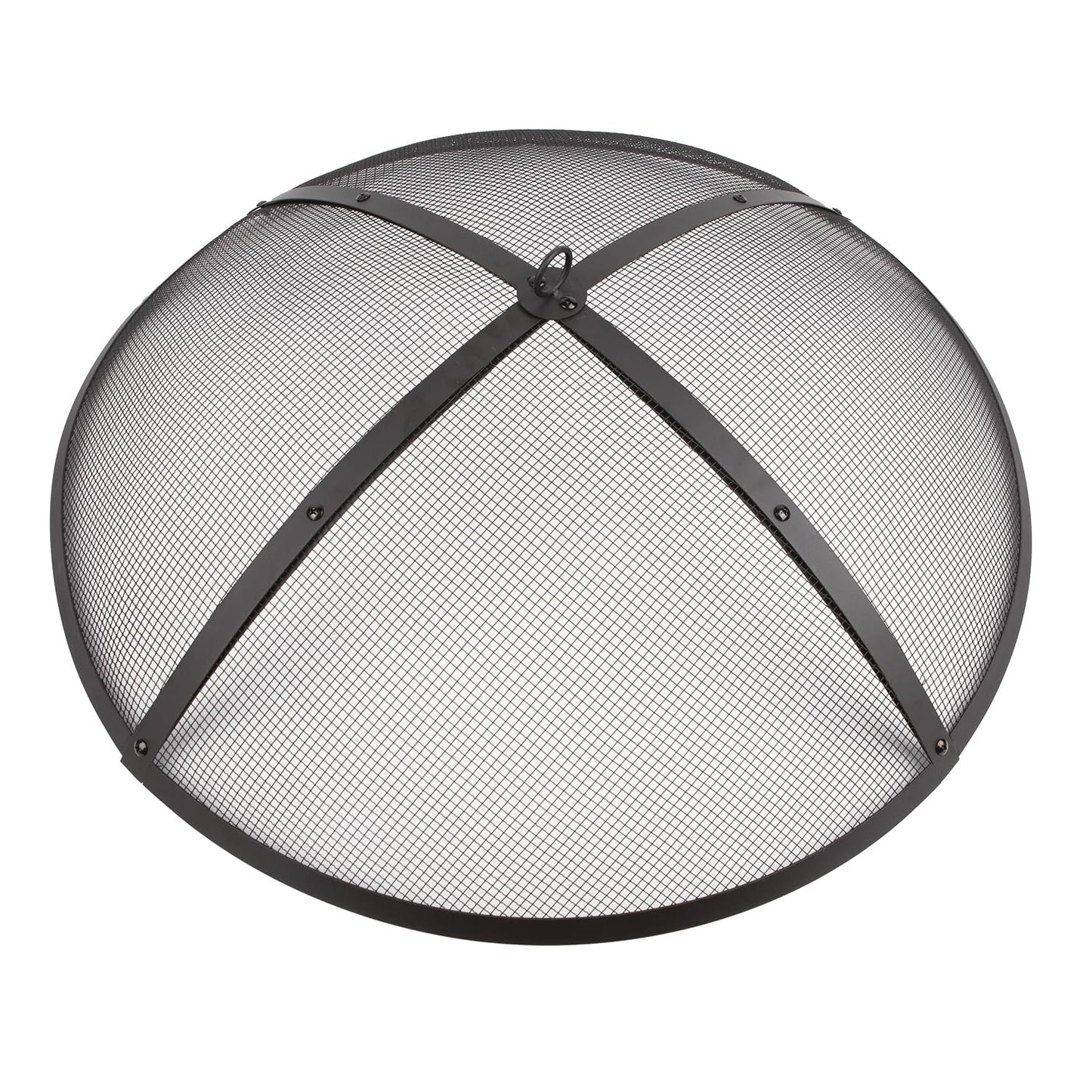 32Inch Heavy Duty Steel Fire Pit Spark Screen Cover,Outdoor Round Patio Mesh FirePit Screens Guard,Domed Fire Pit Ember Lid with Handle