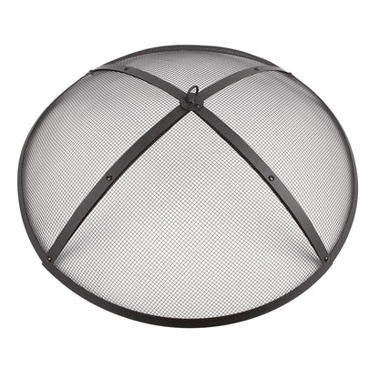 32Inch Heavy Duty Steel Fire Pit Spark Screen Cover,Outdoor Round Patio Mesh FirePit Screens Guard,Domed Fire Pit Ember Lid with Handle