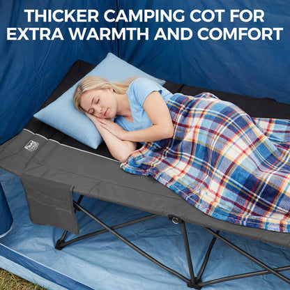 TIMBER RIDGE 32.5in Extra Wide Heavy Duty Camping Cot for Adult, Easy Set Up Oversized Sleeping Cot with Carry Bag for Camping, Travel and Outdoors, Support up to 450lbs, Black