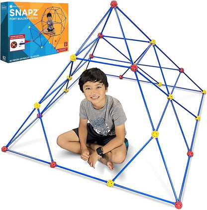 SNAPZ Ultimate Fort Builder Kit for Kids 8-12 - Sturdy Fort Building Kit for Kids 4-8 - Make &amp Build Ball &amp Stick Fort Set - Indoor STEM Tent Fort Making Toy