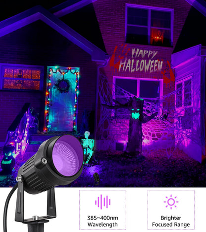 SUNVIE LED Black Light Spotlight 10W Waterproof for Glow Parties, 1 Pack, Black, Model CHZS1001
