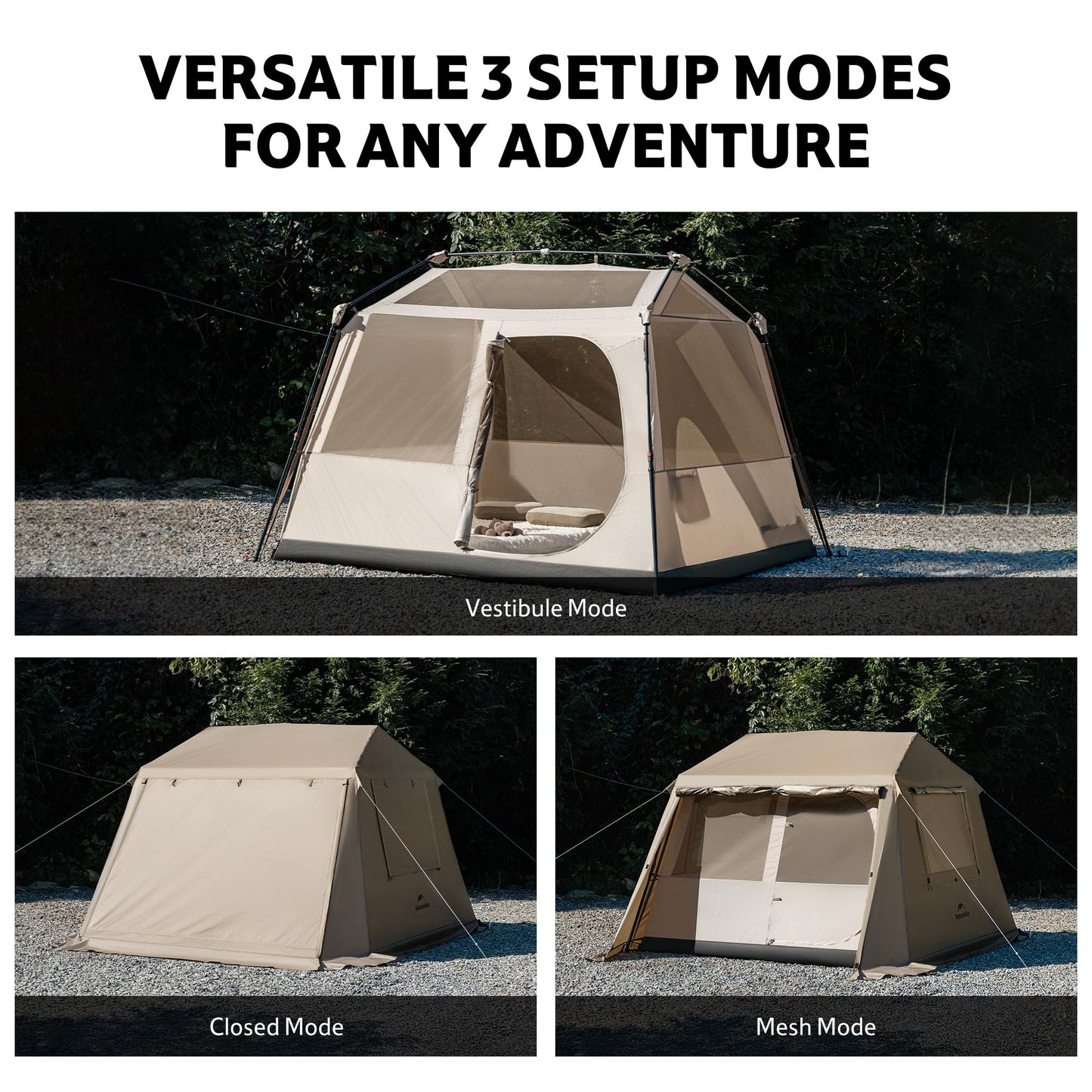 Naturehike Village Lite Camping Tent, 60S Easy Setup Instant Tents for Camping, Double Layer 4/8 Person Tent with with Full Rainfly
