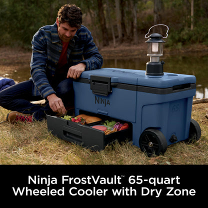 Ninja | FrostVault 65QT | Insulated with Temp Dry Storage Drawer | Keeps Ice Cold for Days | for the Beach, Camping, Picnics & More | Lakeshore Blue | FB265BL