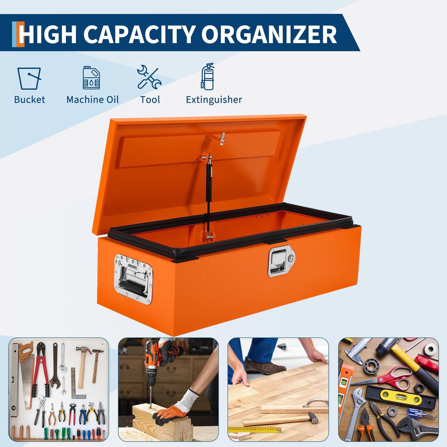 OUTLANE 20x12 Inch Truck Bed Tool Box, Heavy Duty Steel Lockable Storage Chest with Keys & Side Handle, Weatherproof Organizer Box for Pickup Trucks, RV, Trailer