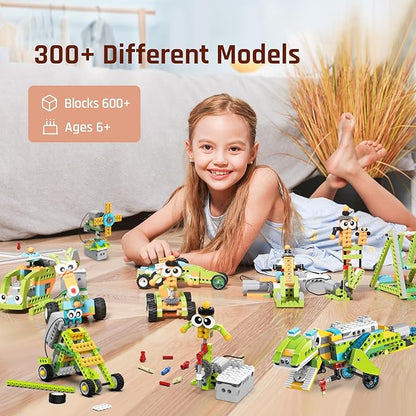 makerzoid Coding Robot Kit for Kids Ages 6+ 200+ in 1 APP Control Dinosaur Robot Toy Educational Scratch Program Robotic Kit with 47 Video Courses Toy for Boys Girls(600 Blocks)
