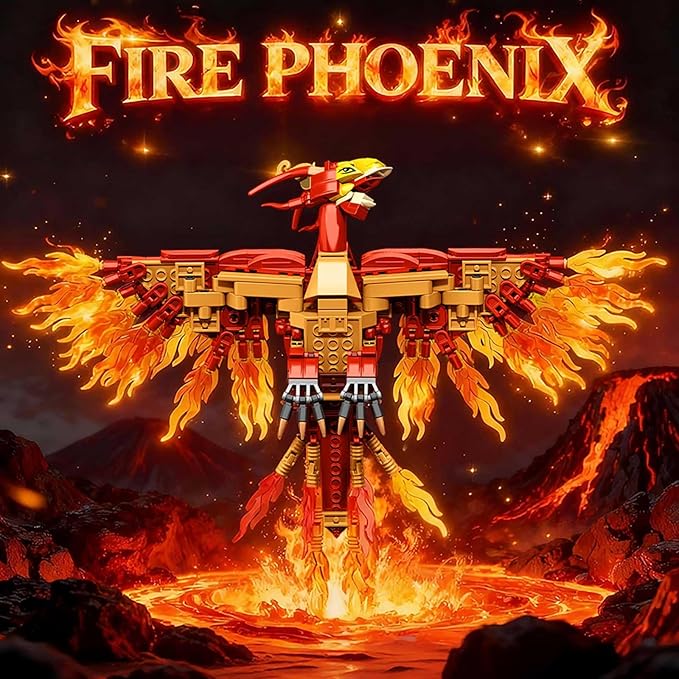 1252PCS Moc Fire Phoenix with Book Building Block Set for Adults NO Compatible with Lego Magic Phoenix STEM Bird Toy Collection Model Gift for Kids Boys and Girls