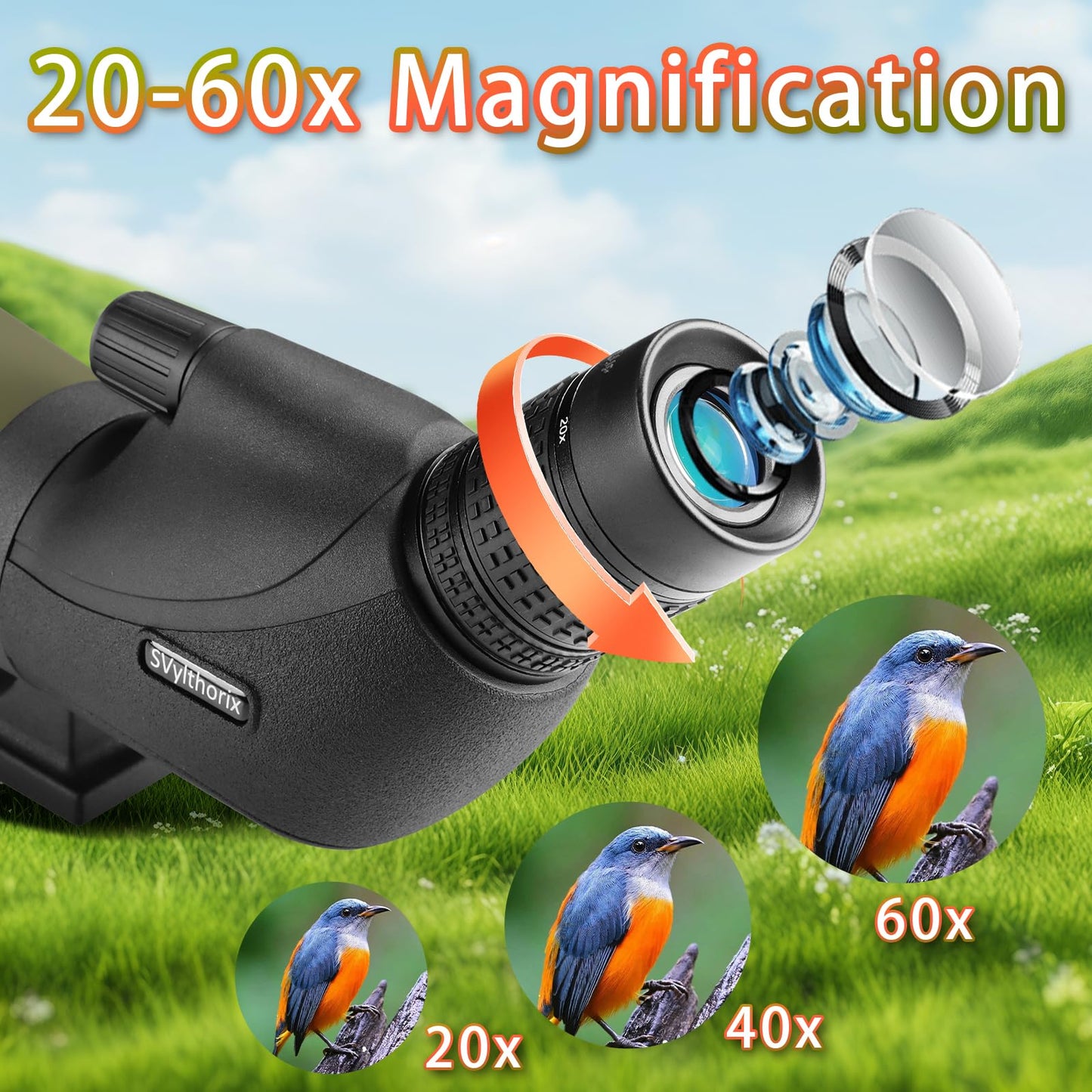 SVylthorix 80mm Spotting Scope with Standard Tripod, Waterproof Fog-Proof Spotter Scope + Phone Adapter & Carrying Bag - BAK4 Prism for Bird Watching, Wildlife Observation, Outdoor Hiking, Stargazing