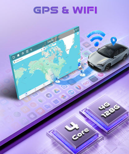 4Core 4G+128G Android 15 Car Stereo Radio for Jeep Wrangler JK 2007-2018/jeep Grand Cherokee/Commander/Compass, for Dodge Ram/Challenger(2009-2011) Wireless Carplay Android Auto GPS WiFi