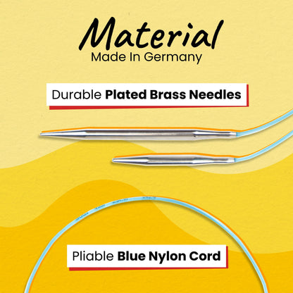 skacel by addi EasyKnit Rocket Circular Knitting Needles, 10 Inch (25 cm) Short Plated Brass Round Needle Set with Flexible Nylon Cord, 4 mm (US Size 6)