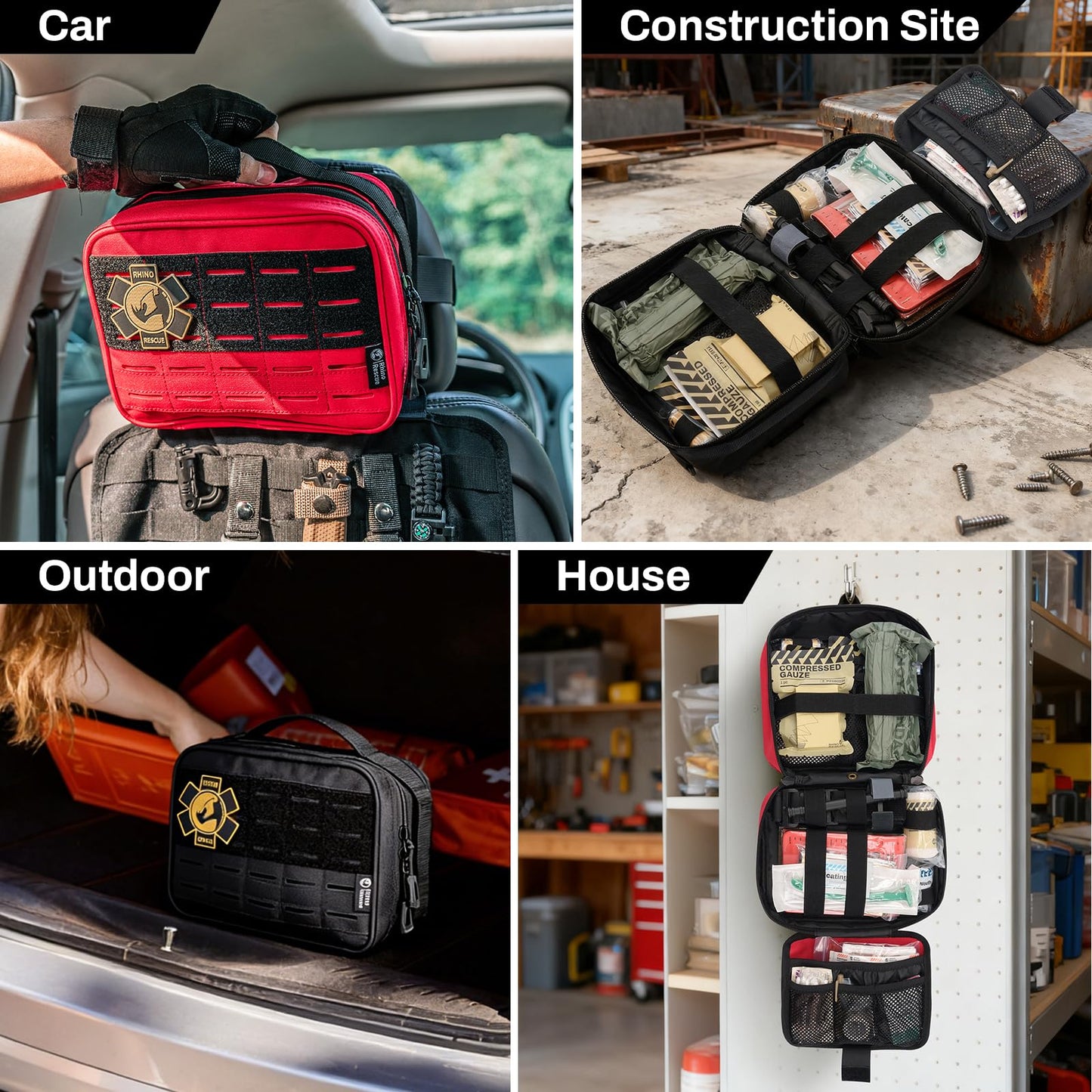 RHINO RESCUE Vehicle IFAK Trauma Kit with C-A-T Tourniquet, Tactical First Aid Kit Molle Pouch Black