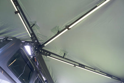 BouPower 270 Passenger Side Awning, Retractable Rooftop Tent for Car, Truck, SUV, Jeep, RV, Van, Overland Awning Cover, Sun Shelter with Light, Waterproof, UV-Proof