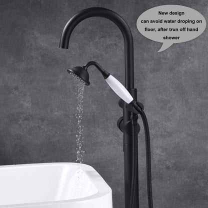 Freestanding Tub Faucet Bathtub Filler Black High Flow 11.9GAL Floor Mount Faucets with Handheld Shower Sprayer RIGOBAL