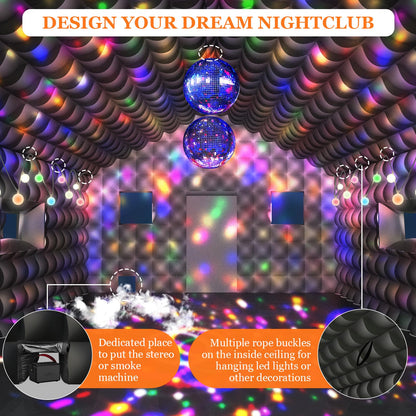 WUHUWOO Inflatable Nightclub 20x16.8x12 Ft, Large Black Inflatable Club Tent with 2 Doors and Logo Area, Inflatable Party Tent for Adults Birthday Backyard Wedding Rental