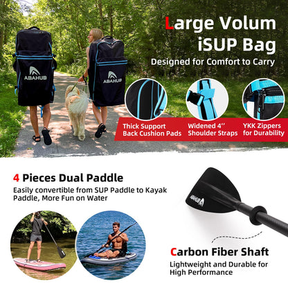 Abahub Inflatable SUP, Wide 10'6" x 31"/34" iSUP, Orange Standup Paddleboard with Adjustable SUP Kayak Paddle, for Yoga, Paddle Board, Kayaking, Surf, Canoe, Fishing