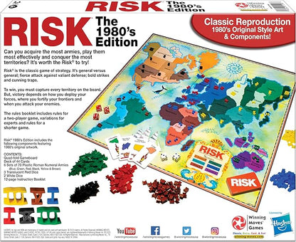 Risk The 1980's Edition with Original 1980's Artwork and Components by Winning Moves Games USA Strategy Board Game of World Domination for 2 to 6 Players Ages 8+