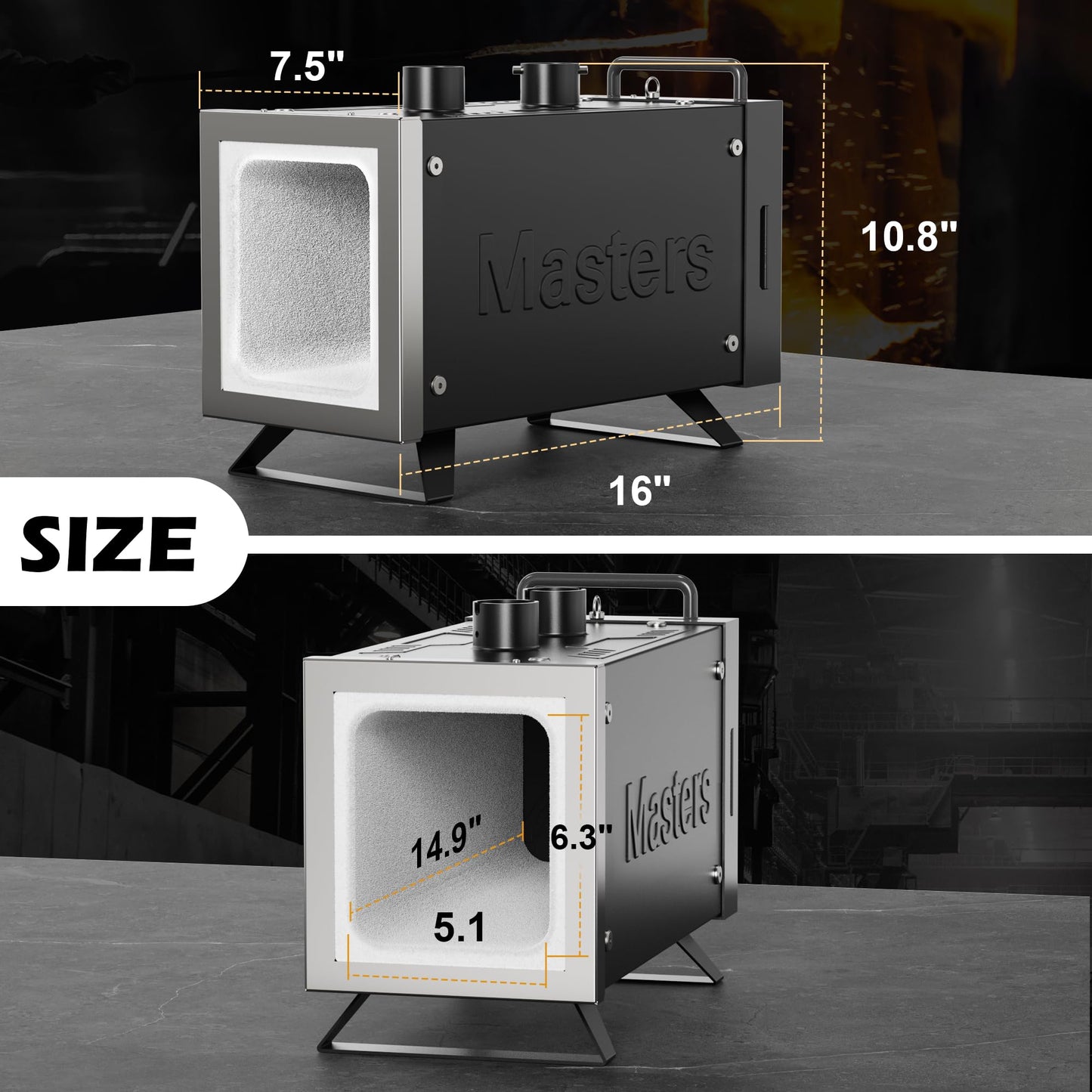 MMasters 2 Burner Propane Forge Kit – Square Mini Gas Forge with Base for Knife Making, Blacksmithing & Farrier Tools