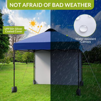 GarveeHome 10X10 Ft Pop-Up Canopy Tent with Sidewalls & Vented Roof Easy Setup Instant Shade Shelter for Picnic, Camping, Outdoor Events - Includes Storage Bag, Sandbags, Stakes & Ropes