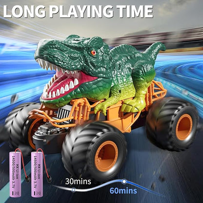 Bennol Remote Control Dinosaur Car Toys for Kids Boys 3-5 4-7 2.4GHz RC Dino Car Toys with Light Sound &amp Spray Indoor Outdoor All Terrain Electric RC Truck Gifts for 3 4 5 8 10 12 Boys Kids