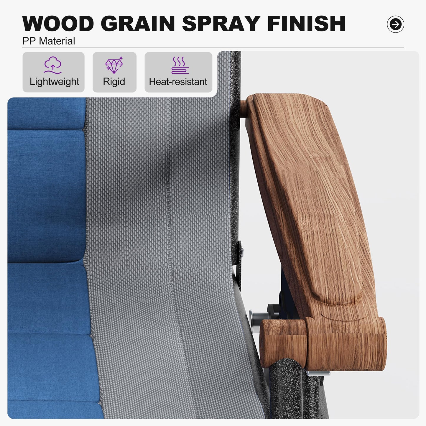 PURPLE LEAF Extra Wide Outdoor Reclining Chair Patio Zero Gravity Chaise Lounge Folding Chair with Quilted Cushion Adjustable Headrest for Lawn Camping Beach Pool Grey and Navy Blue