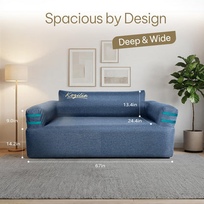Kozilia Portable Inflatable Sofa with Built-in Pump - Quick Inflation Comfortable and Durable Blow Up Loveseat for Indoor & Outdoor, Living Room, Camping, Apartment, Dorm