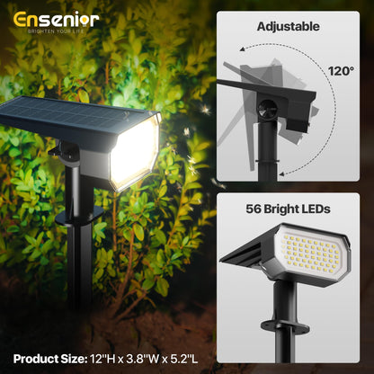 Ensenior Solar Spotlights Outdoor, 6500K LED, Brightness Adjustable, Pack of 4, Cool White, Waterproof, Model CP2-13CM-65K-04-BL