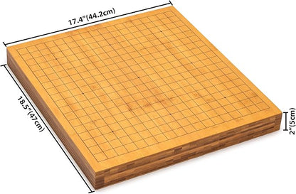 Yellow Mountain Imports Bamboo 2-Inch Reversible 19x19 / 13x13 Go Game Set Board with 9.2mm Double Convex Yunzi Stones and Bamboo Bowls - Classic Strategy Board Game (Baduk/Weiqi)
