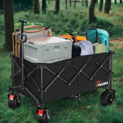 Extra Large Collapsible Wagons Carts Foldable, 450lbs Heavy Duty Folding Beach Wagons with Big All-Terrain Wheels, Utility Wagon Carts for Groceries, Outdoor Camping, Shopping, Beach, Garden