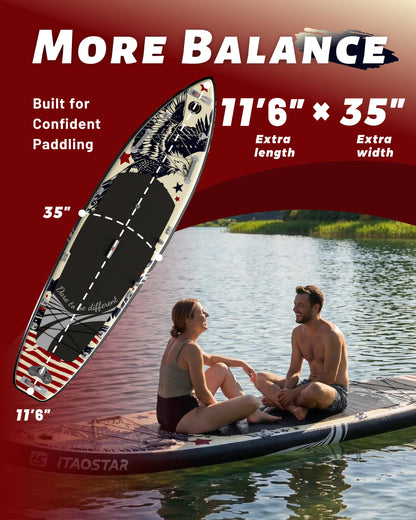 iTAOSTAR N26A 35" Extra Wide Inflatable Stand Up Paddle Board - The Ultimate Stable Inflatable SUP Board for Yoga & Fishing, Full Kit Included