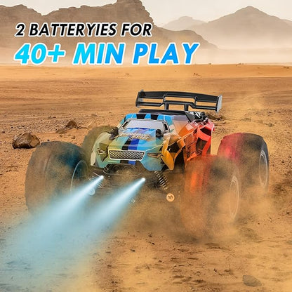 Remote Control Car Remote Control Truck 2.4Ghz All Terrain Off-Road Monster Truck 20 KM/H Rc Cars with LED Bodylight and 2 Rechargeable Batteries Toys for Boys