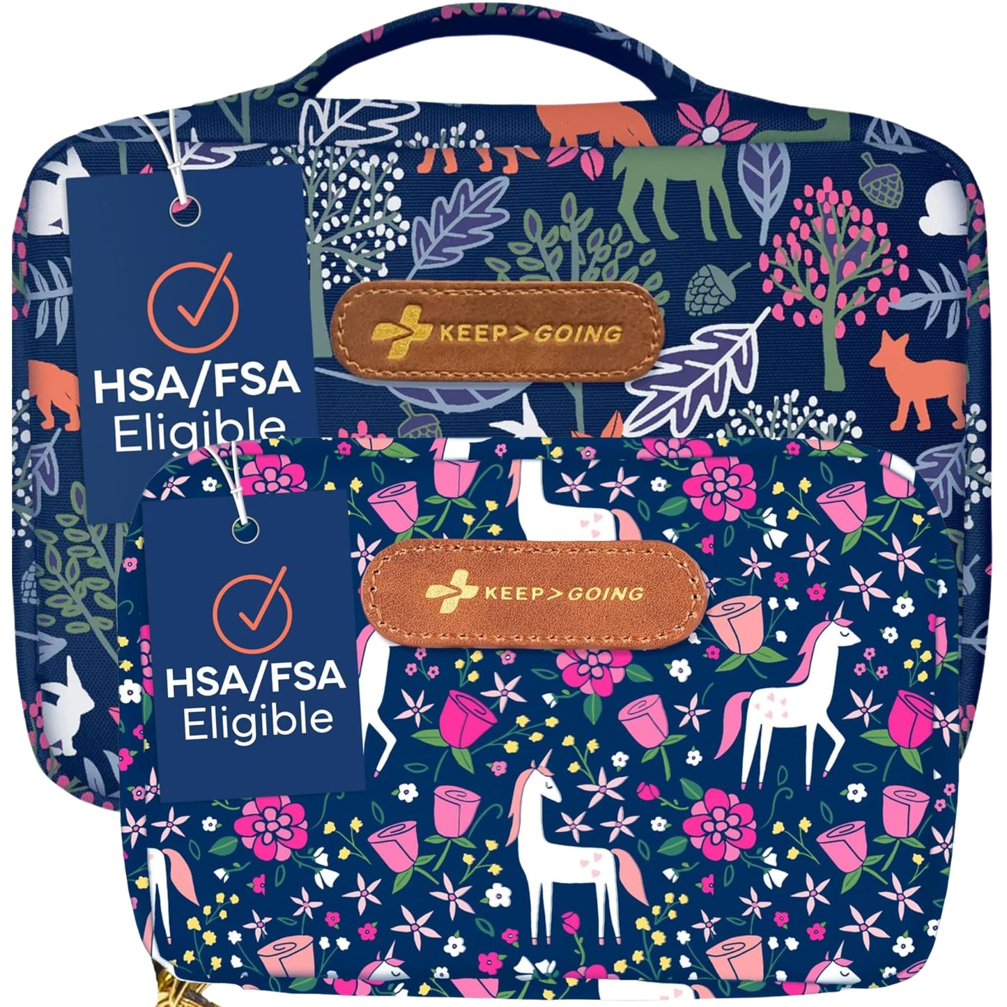 Keep Going Travel First Aid Kit Bundle of 2 Kits, First Aid Kit for Car, Home, Dorm, & Boat with Latex-Free Bandages – Travel Kit Bundle for Families