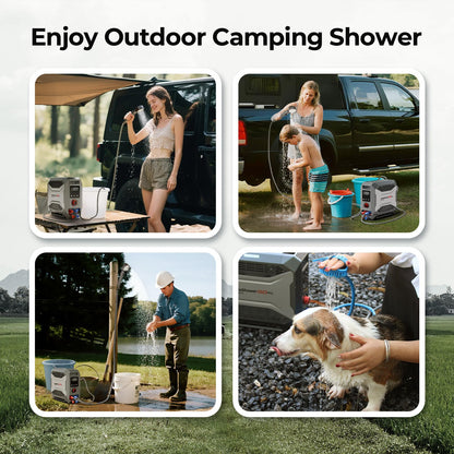FOGATTI InstaShower GO Pro Portable Propane Hot Shower System, 22,000 BTU Instant Water Heater with 5000mAh Built-in Battery, 12V Pump, All-in-One Outdoor Shower for Camping, Pets & Off-Grid Use